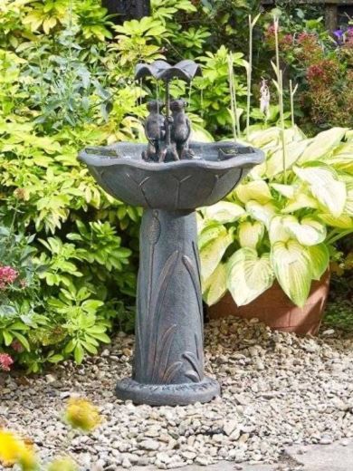 Solar Frog Frolics Bird Bath