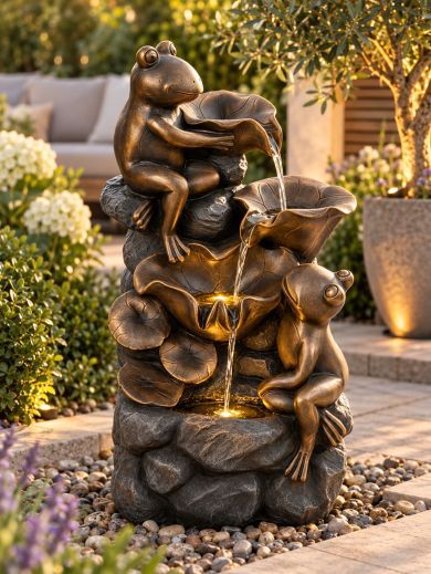 Bronzed Frogs Water Feature
