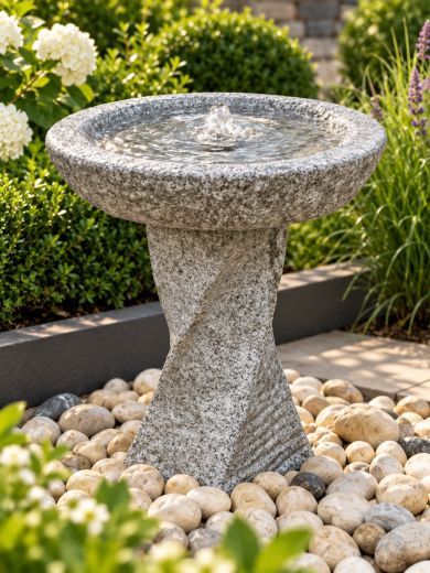 Rosara Grey Granite Bird Bath Water Feature