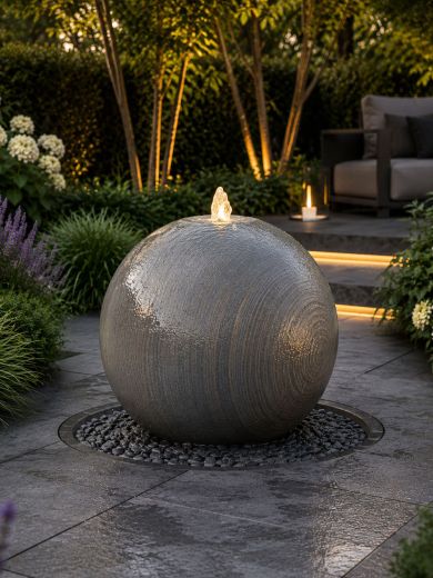 Eclipse Black Sandstone 60cm Sphere Water Feature