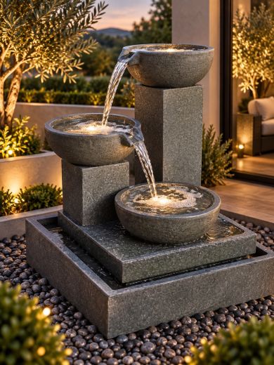 Trio Cascade Fountain (Grey)