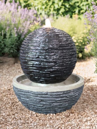 Erskine Slate Effect 30cm Sphere Water Feature