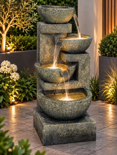 Large Granite Four Bowl Water Feature