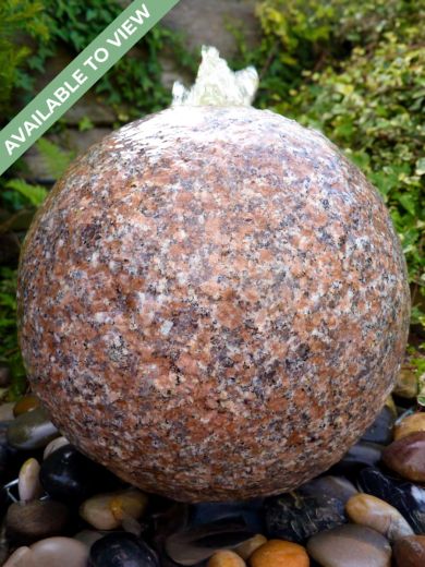 Monara Pink Granite 35cm Flamed Sphere Water Feature