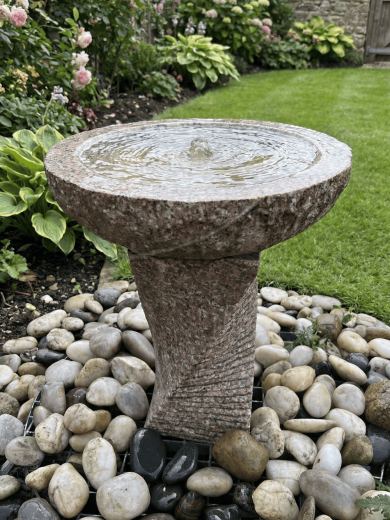 Rosara Pink Granite Bird Bath Water Feature