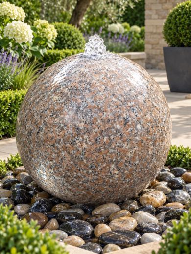 Monara Pink Granite 60cm Polished Sphere Water Feature