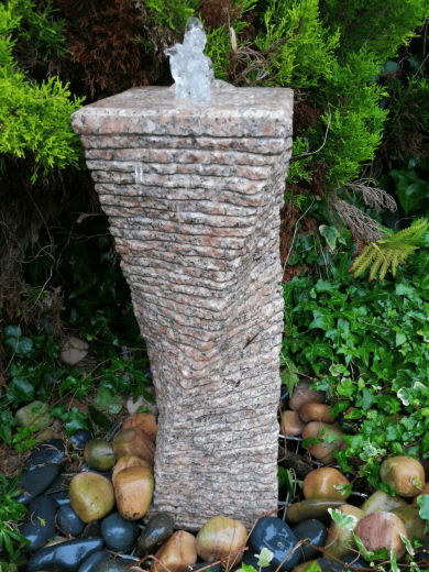 Malone Pink Granite 80cm Chiselled Twist Water Feature
