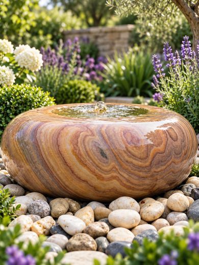 Rosara Rainbow Sandstone 50cm Curved Babbling Bowl Water Feature