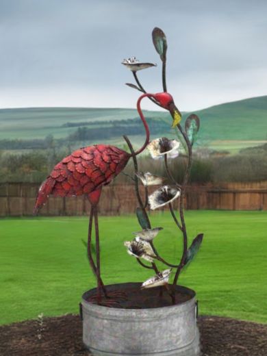 Metal Flamingo Water Feature