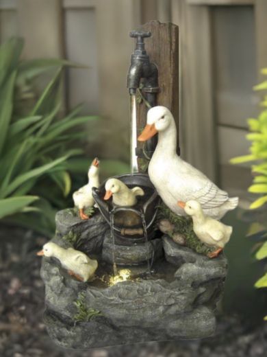 Solar Duck Family at Tap Water Feature