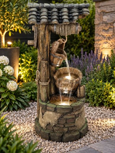 Rustic Wishing Well Water Feature