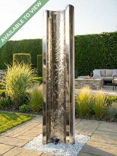 Serio Polished Steel 1.5m C Shaped Water Feature