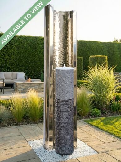Serio Granito Steel C & Two Tone Granite Column 1.5m Water Feature