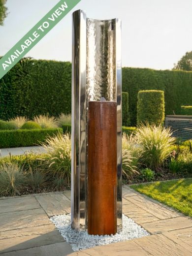 Serio Metallo Steel C & Corten Column 1.5m Water Feature