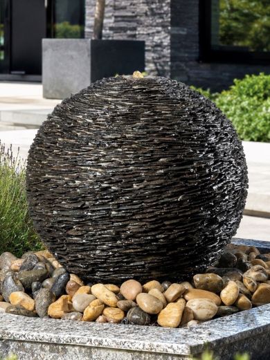 Monara Slate 50cm Cascading Sphere Water Feature