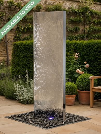 Staffora XL Polished Steel 1.8m Wall Water Feature