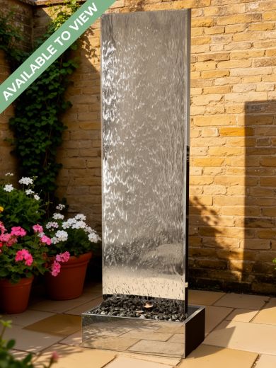 Staffora XL Polished Steel 2m Wall and Base Water Feature