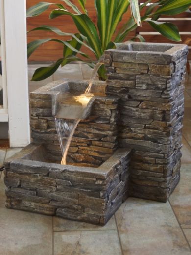 Stone Pouring Columns Water Feature