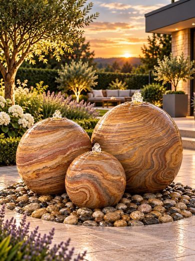 Lunari Trio Rainbow Sandstone Sphere Water Feature