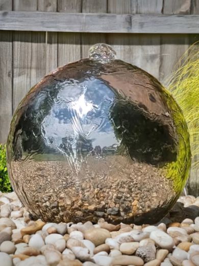 Solar Ankara 40cm Stainless Steel Sphere Water Feature