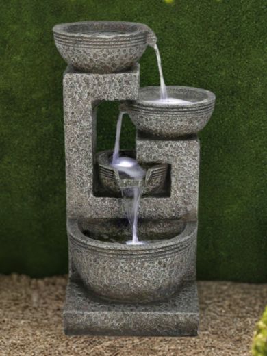 Large Grey Four Bowl Water Feature