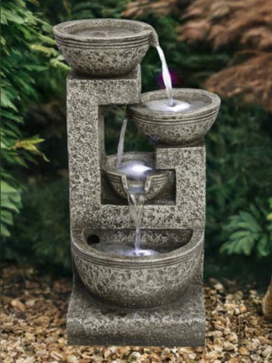 Medium Grey Four Bowl Water Feature