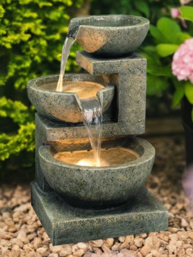 Medium Granite Three Bowl Water Feature