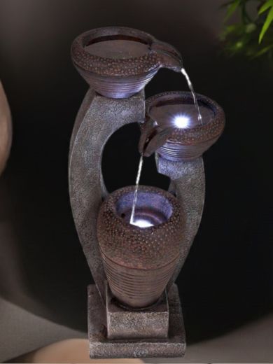 Solar U Shaped Bowls Water Feature