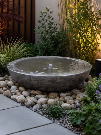 Rosara Black Limestone 72cm Polished Babbling Bowl Water Feature