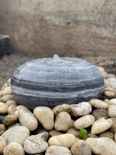 Polished Grey White Marble Fountain