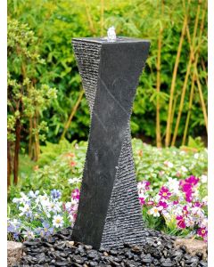 Malone Black Limestone 75cm Twist Water Feature