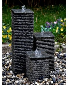 Buesento Black Limestone Three Columns Water Feature Kit
