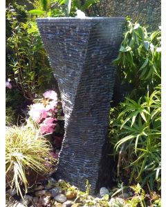 Malone Black Limestone 75cm Chiselled Twist Water Feature