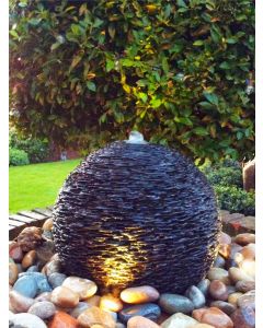 Solar Monara Slate 60cm Cascading Sphere Water Feature Kit