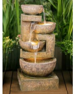 4 granite copper bowls water feature