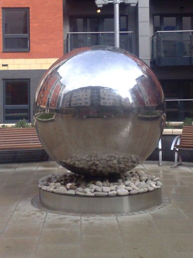 150cm Polished Steel Sphere Water Feature