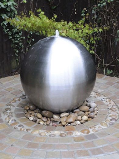 75cm Brushed Steel Sphere Water Feature