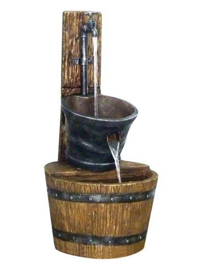 Tap on Post with Barrel Water Feature