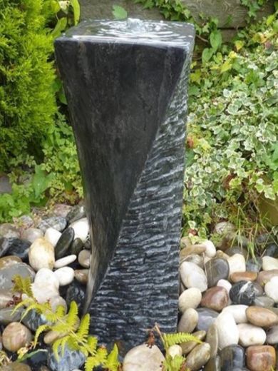 Black Limestone Drilled Twist Water Feature 