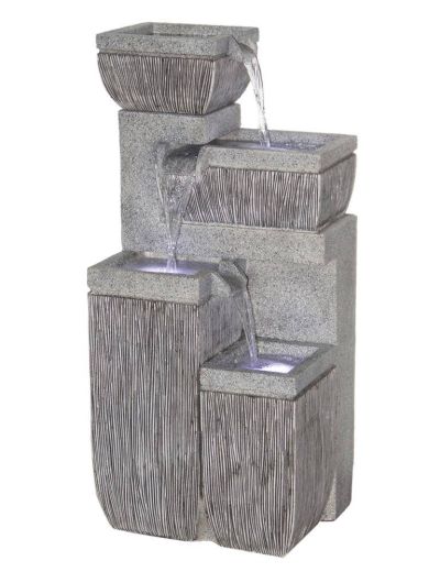 4 Bowl Textured Granite Water Feature