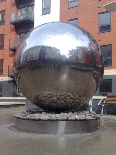 200cm Polished Steel Sphere Water Feature