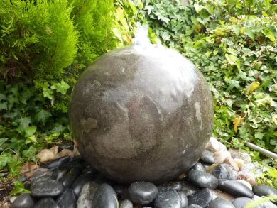 40cm Polished Black Limestone Sphere Water Feature Kit  