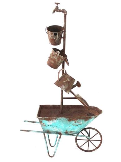 Metal Wheelbarrow Fountain