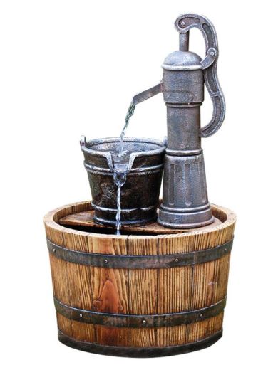 Pump on Wooden Barrel