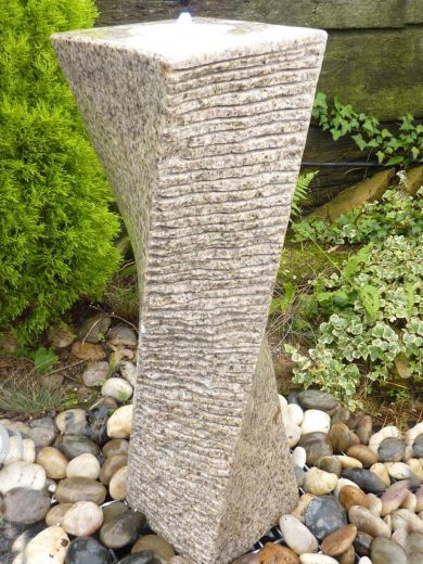 Beige Granite Drilled Twisted Column Water Feature