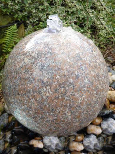60cm Pink Granite Sphere Water Feature