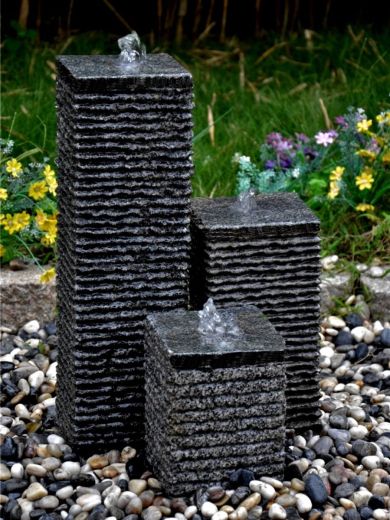 Black Limestone Columns Water Feature