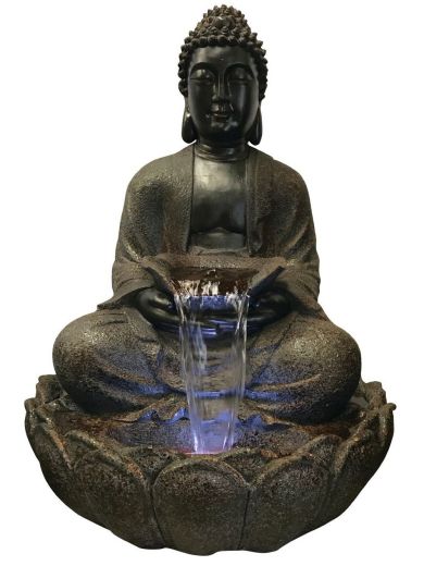 Brown Sitting Buddha Water Feature