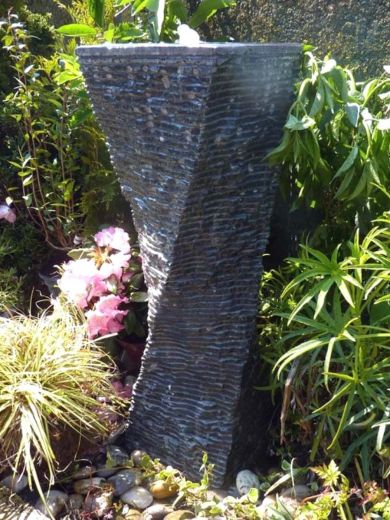 Malone Black Limestone 75cm Chiselled Twist Water Feature