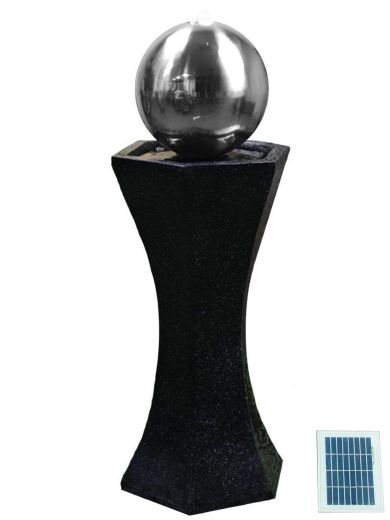 Solar Black Pedestal Steel Sphere Water Feature